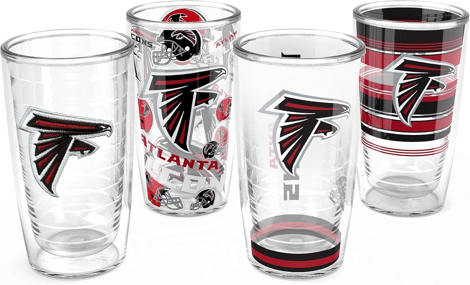 Tervis Classic Tritan 16oz Classic Tumbler, Set of 4 | NFL® Atlanta Falcons - Assorted | Made in America, BPA/PFAS Free, Keeps Drinks Hot or Cold