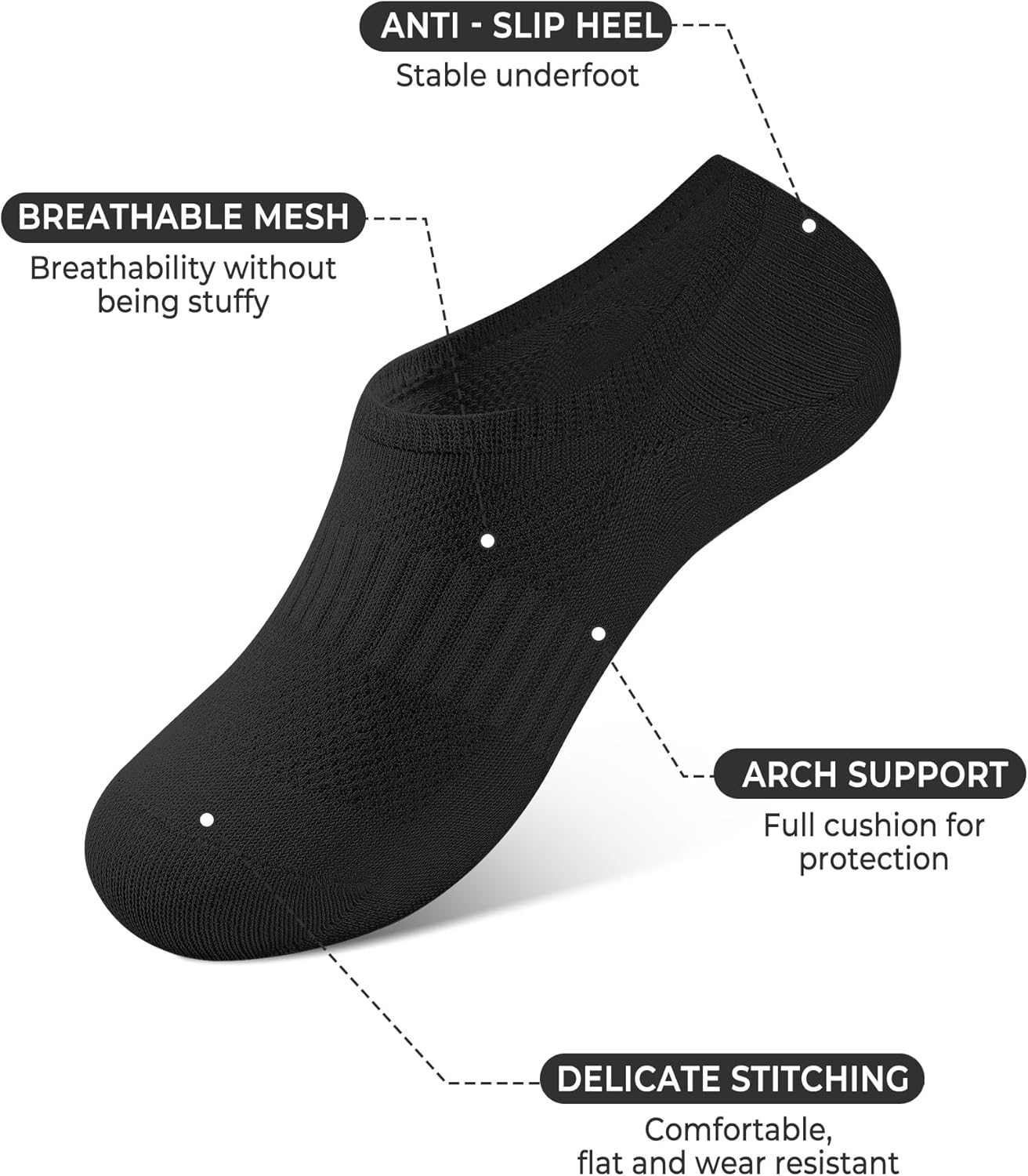 BOOPH 10 Pairs Kids Socks Boys Girls Athletic Ankle Socks Low Cut Cotton Non Slip No Show Sock - Image 4