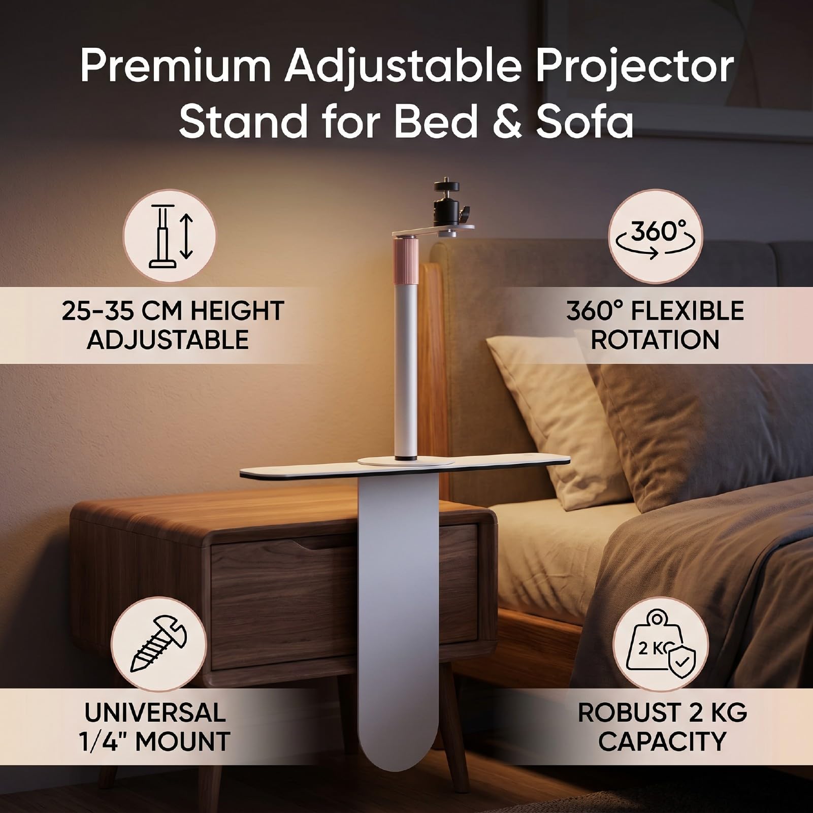 Supporto per Proiettore per Divano Letto con Rotazione di 360°