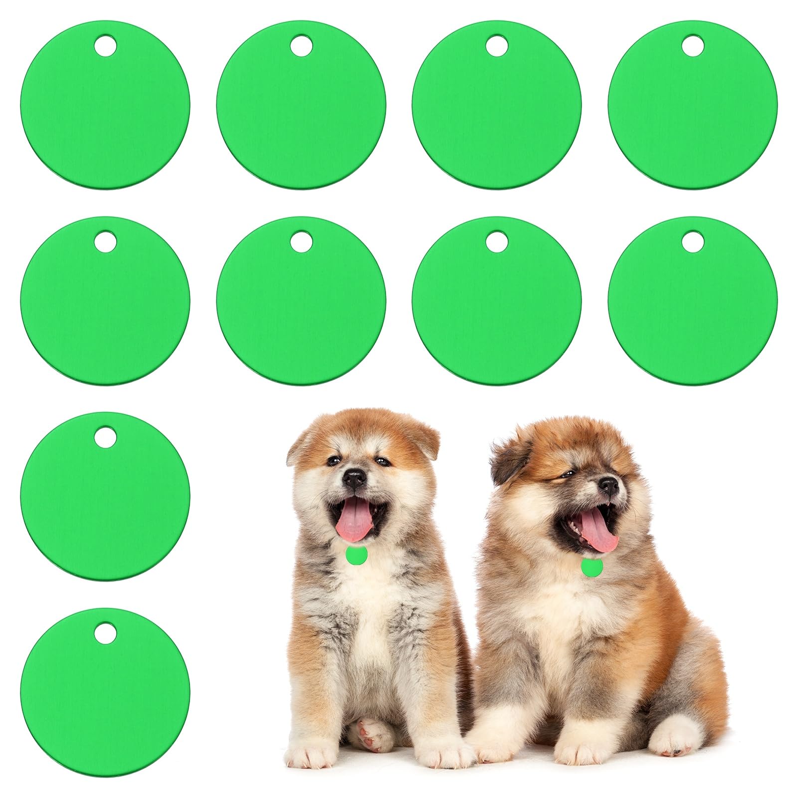 PATIKIL 30mm Blanks Dog Pet Tags, 10Pcs Round Aluminum Blanks Engraving Tags for Carving Names Phone Numbers or Other Information Pendants, Green