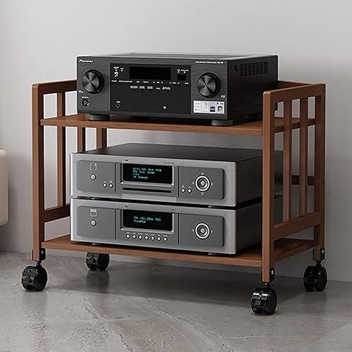 Miniatura 8 de Estantes de esquina de madera, gabinete de componentes, torre de audio estéreo con estantes de madera ajustables en altura, soporte para medios AV