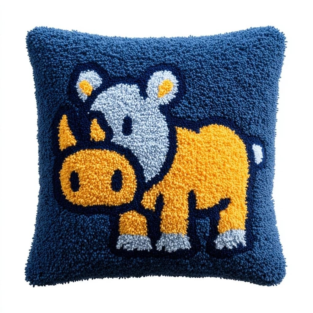 AxiangziK Latch Hook Cushion Kits for Beginners,Cute Rhinoceros