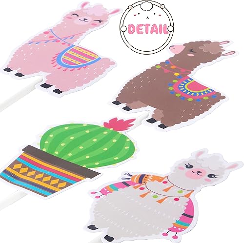 Miniatura 5 de Decoración para cupcakes de cactus, llama, alpaca, cactus, pasteles, decoraciones para fiesta mexicana, fiesta de cumpleaños, suministros de fiesta