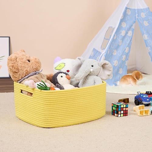 Miniatura 13 de Cestas grandes de almacenamiento para estantes, organizadores de armario, para ropa, manta, toallas, guardería, caja de juguetes, cestas de cuerda