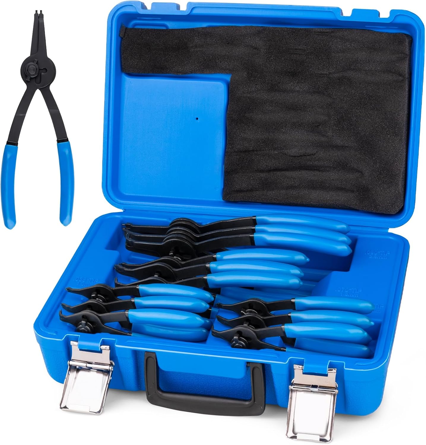 12 Piece Snap Ring Pliers Set, Transformable Internal/External Retaining Ring Pliers Set 0.038in 0.047in 0.070in 0.090in, Universal for Automobiles