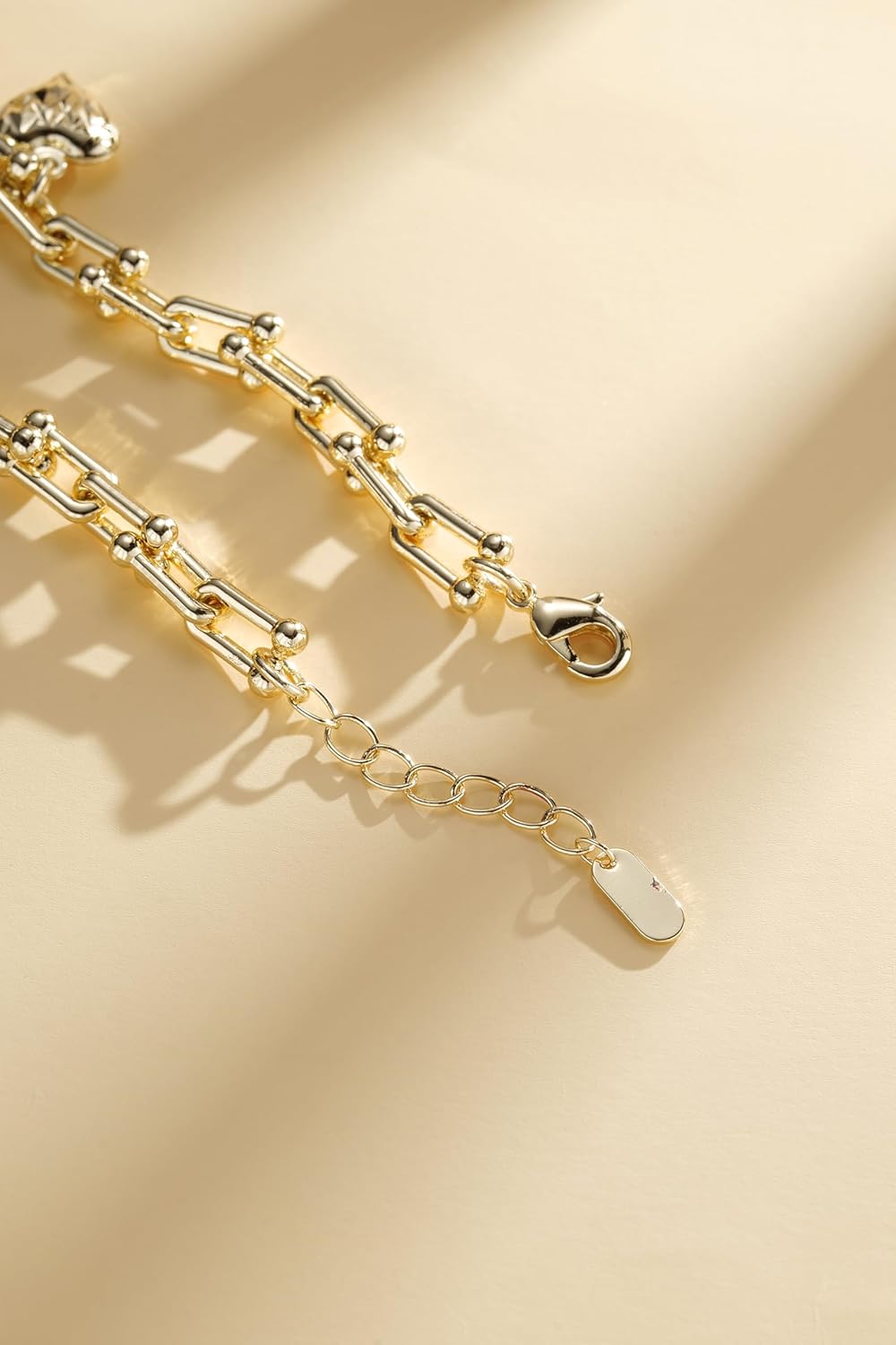 Elegant Heart Pendant 14k Gold-Plated Bracelet for Women, Double-Layer Diamond-Cut Heart Charm Jewelry, Romantic Gift Idea - Image 2