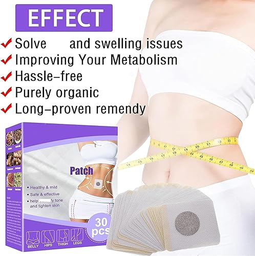 Miniatura 7 de Parche para el vientre, 30 parches reafirmantes para contornos tonificantes, parches a prueba de sudor, calcomanías impermeables para mujeres y