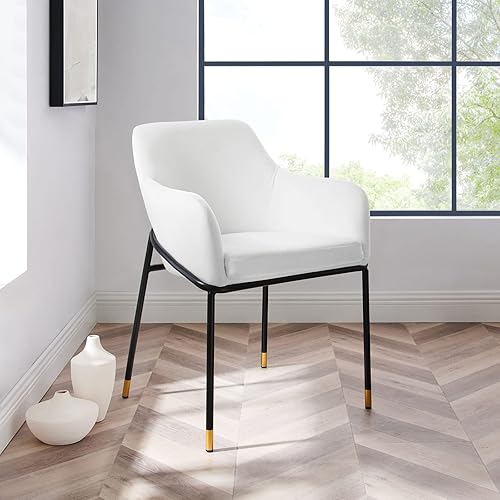 Miniatura 2 de Modway EEI-4671-BLK-WHI Jovi Performance - Sillón de comedor de terciopelo, color blanco y negro