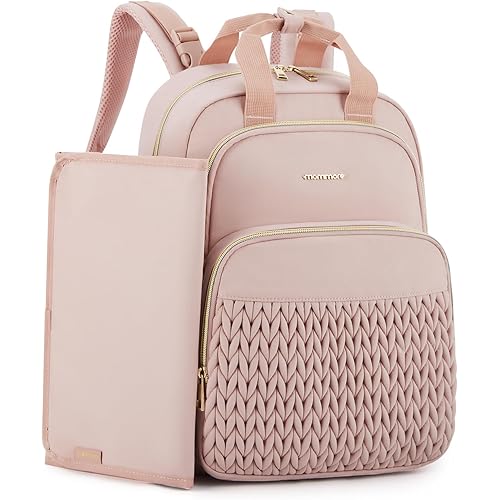 mommore Diaper Bag Small Diaper Backpack Stylish Baby Travel Backpacks with Insulated Pockets, Changing Pad, Stroller Straps