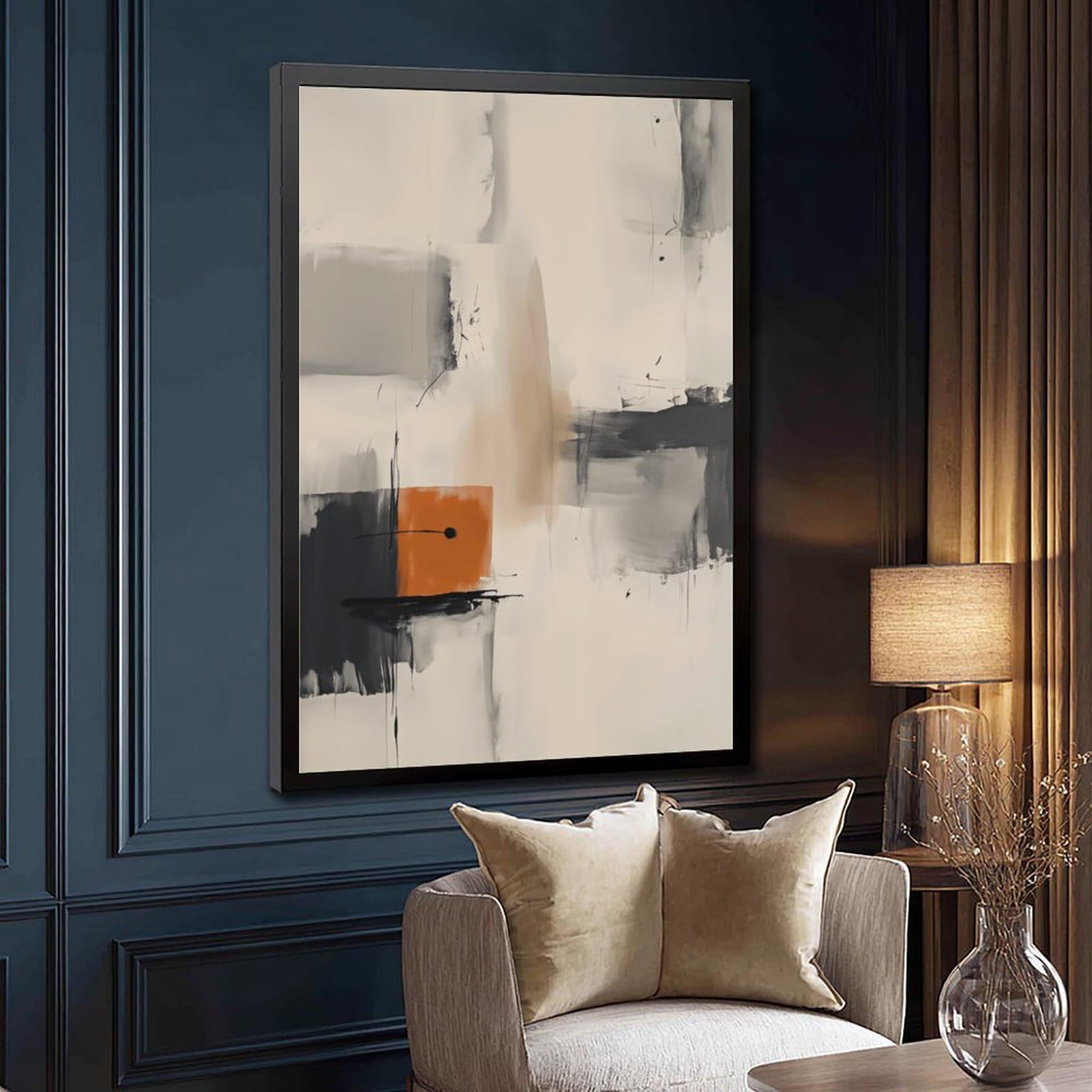 ELKPDOE Warmes neutrales Poster mit sanftem orangefarbenem Akzent, abstraktes und minimalistisches Poster, 7 Leinwandposter, Schlafzimmer-Dekor, Sportlandschaft, Büro, Raumdekoration, Geschenk