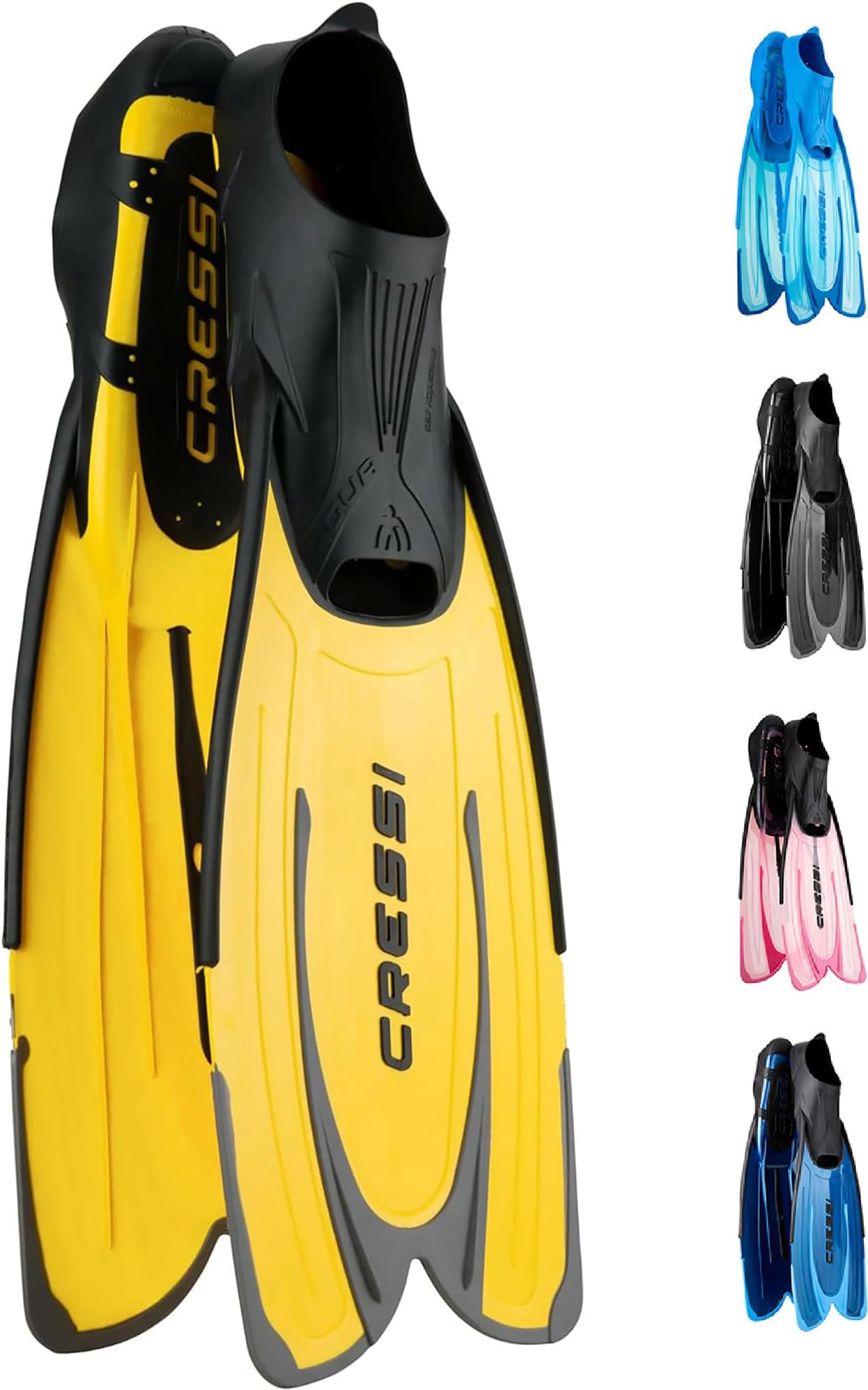 Cressi Agua Adjustable Fins - Lightweight Swim Flippers - Long Fins and Greater Propulsion - Comfort Fit and Snorkel Ready