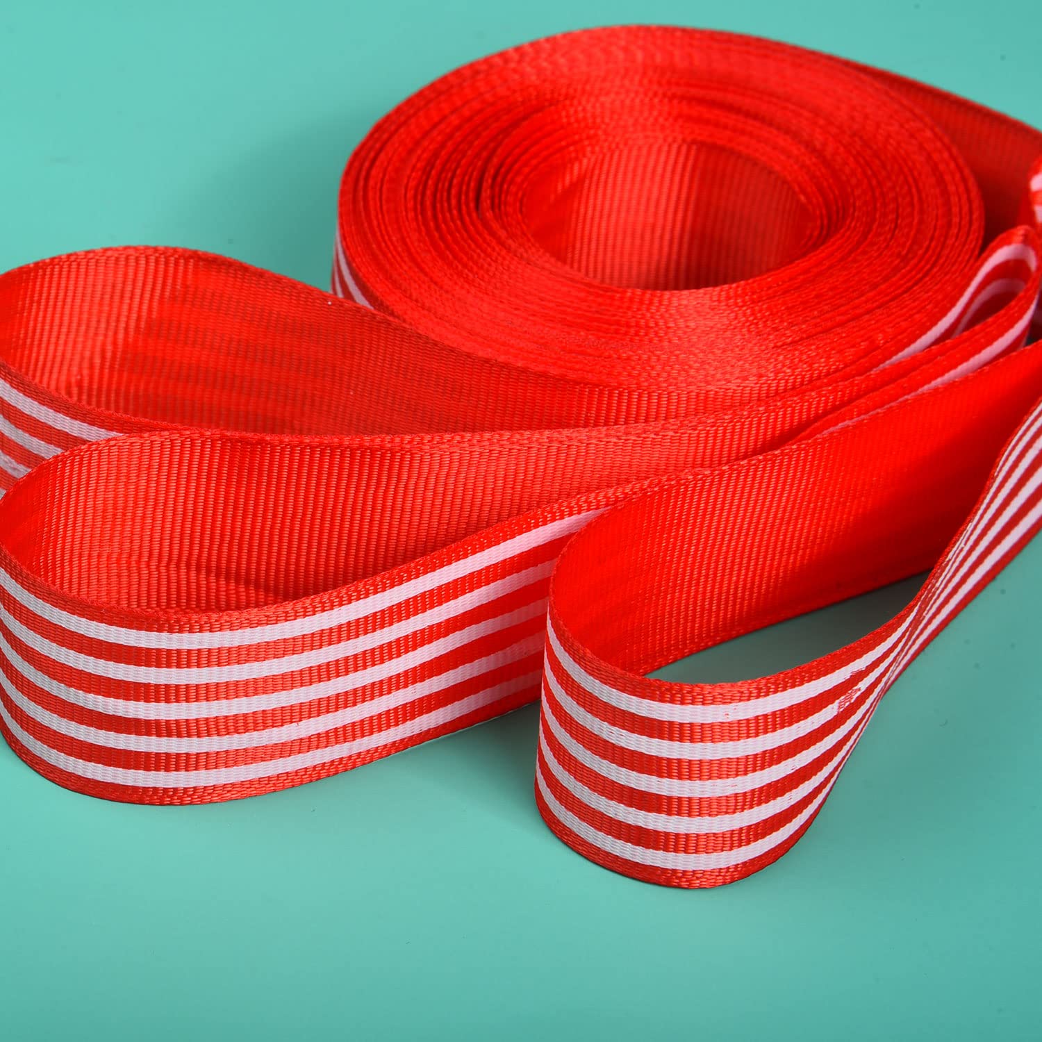 Jomnvo 10 Yards Red and White Striped Grosgrain Ribbon - 1 Inch Wide Christmas Candy Cane Craft Wrapping Fabric for Holiday Decorations - Image 3