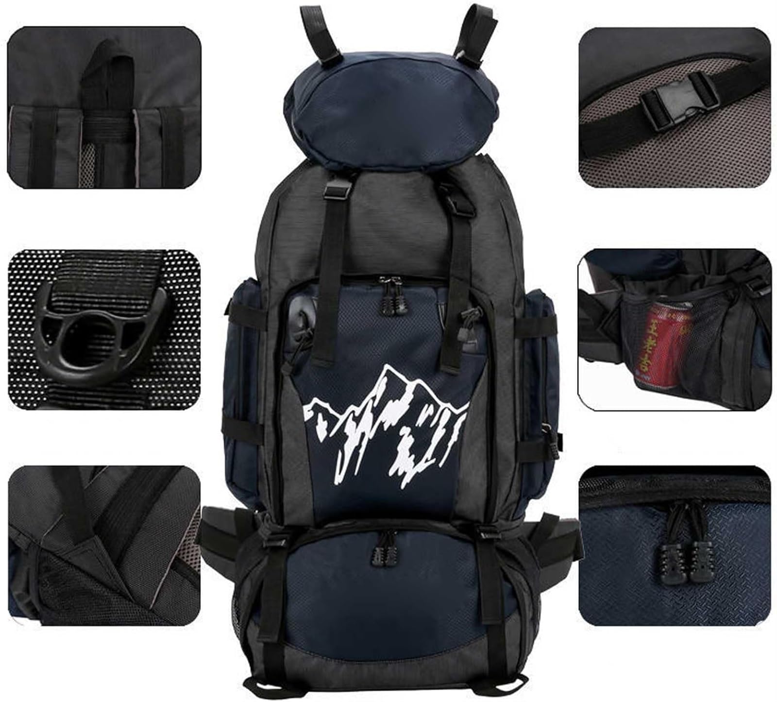 Plecak Turystyczny Plecak Trekkingowy Plecaki Turystyczne Unisex 90L Lekkie, Lekkie Plecaki Trekkingowe Do Wspinaczki Na Świeżym Powietrzu Torba Alpinistyczna(Navy)