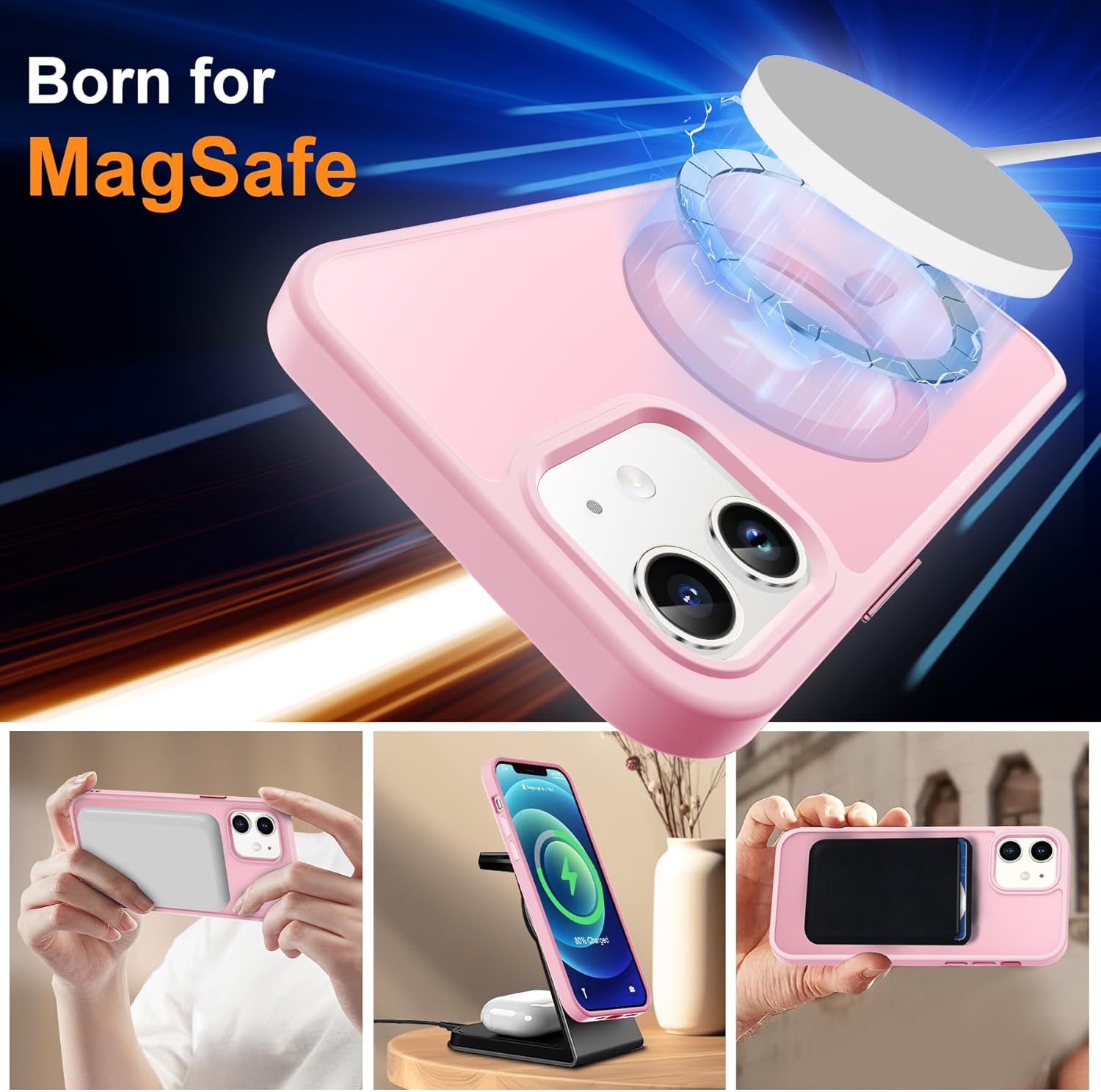 ORETECH Magnetic for iPhone 12 Case/iPhone 12 Pro Case, [Compatible with MagSafe][2 Pcs Screen Protectors][15 FT Drop Protection], Frosted Translucent Shockproof Phone Case Cover 6.1" Light Pink for iPhone 12/12 Pro 6.1" Light Pink image 2 of 13 B0D25VGMWB
