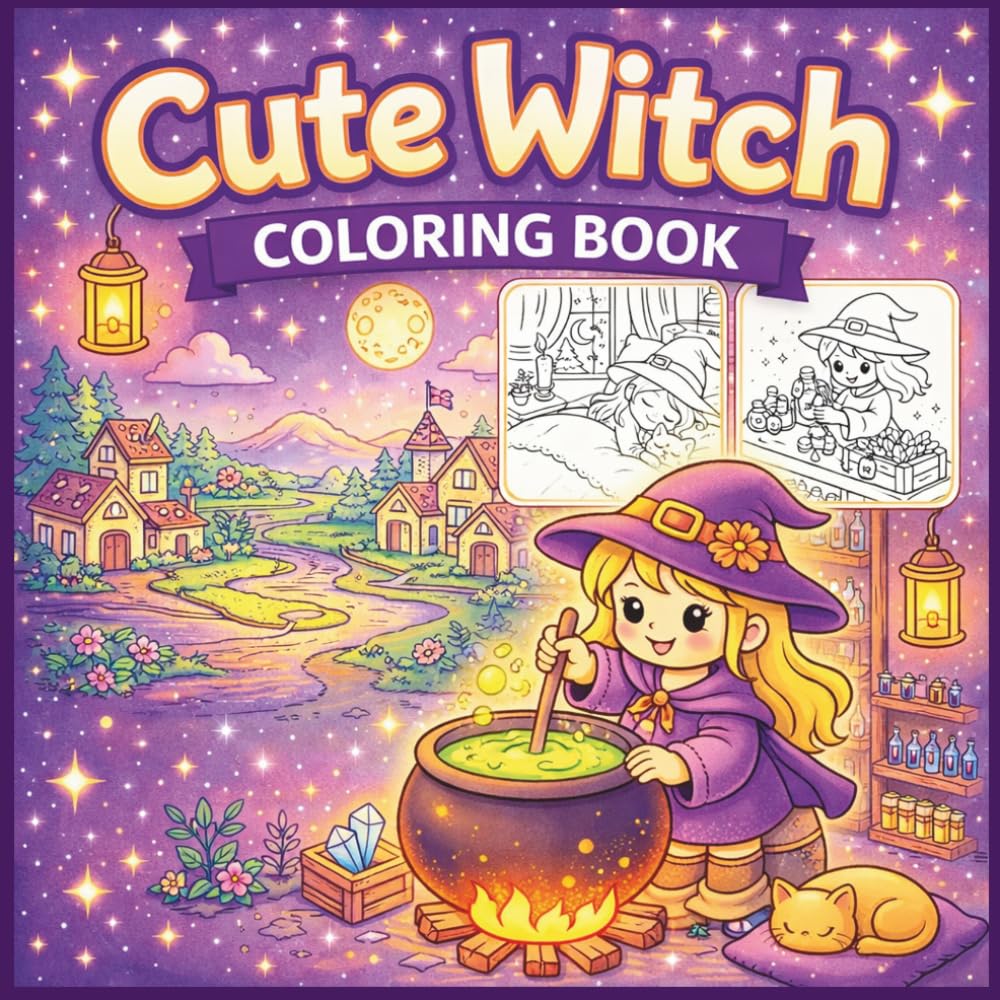 Cozy Witch Coloring Book: Bold and Easy Cozy Magical Pages for Relaxation