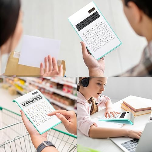 Miniatura 7 de Calculadora verde azulado, suministros y accesorios de oficina UPIHO Green, calculadora de oficina básica de batería solar de 10 dígitos,