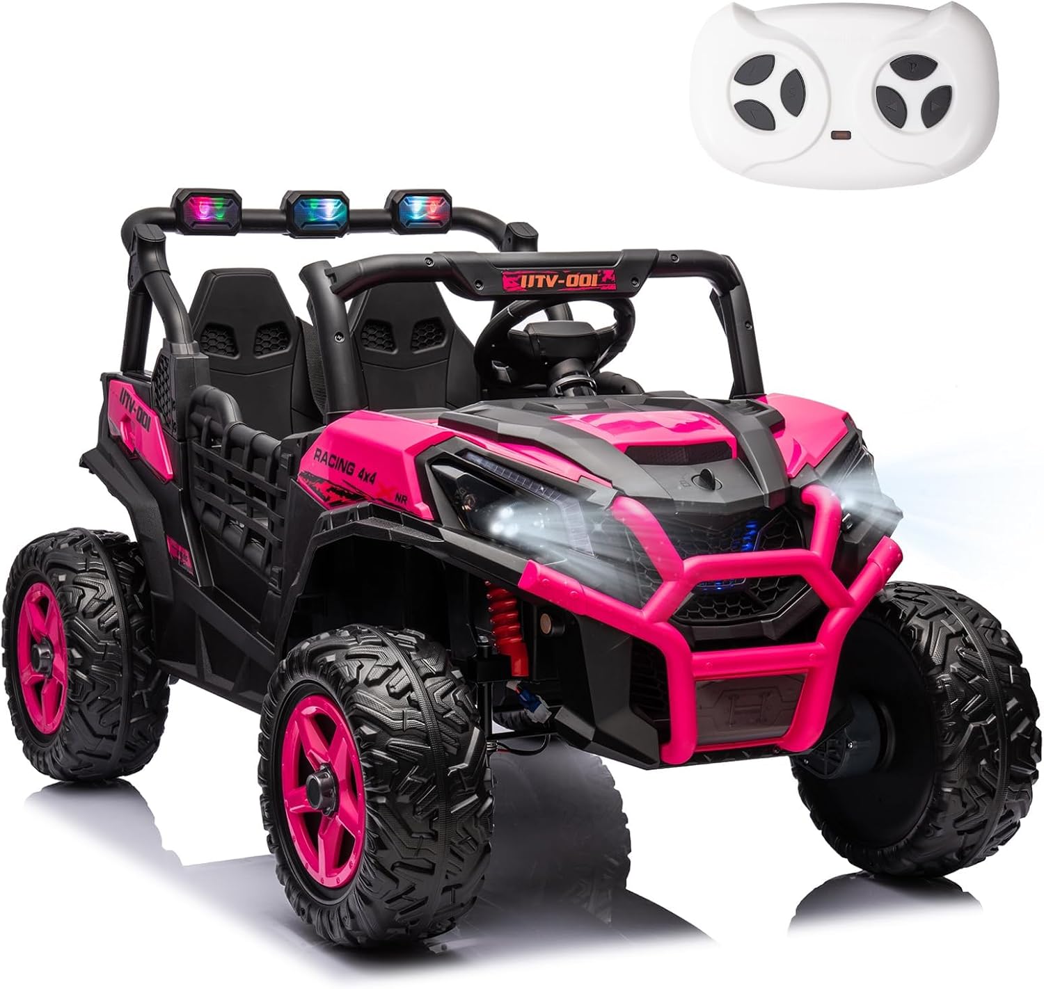 FINITO 2 Seats 24V 4x4 Motorized Ride on UTV Ride on Toy Car Remote Control, Kids Electric Ride on UTV,Off-Road Electric Vehicles for Boys Girls, Black