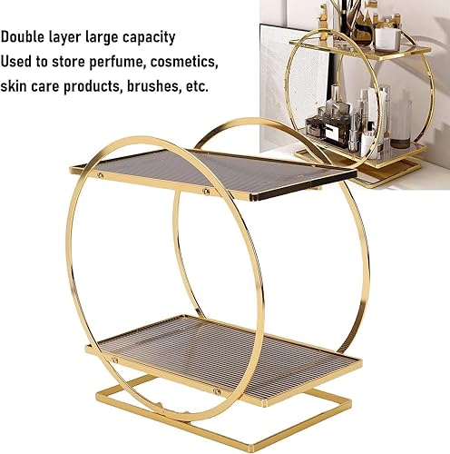Miniatura 4 de Perfume Organizer, Makeup Organizer for Vanity, Black Gold Perfume Makeup Stand Organizer, Bathroom Counter Shelf Skincare Holder Perfume Tray for