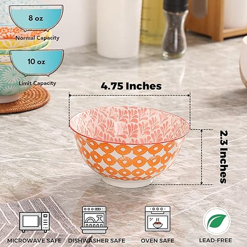 Miniatura 3 de FERAHI Juego de 6 cuencos para cereales, cuencos de cerámica de 26 onzas, cuencos de sopa, cuencos para cocina, juego de cuencos para ensalada,