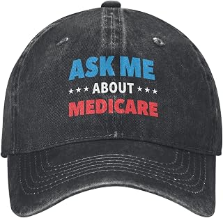 Ask Me About Medicare Hat Health Insurance Consultant Denim Baseball Cap Retro Golf Dad Fitted