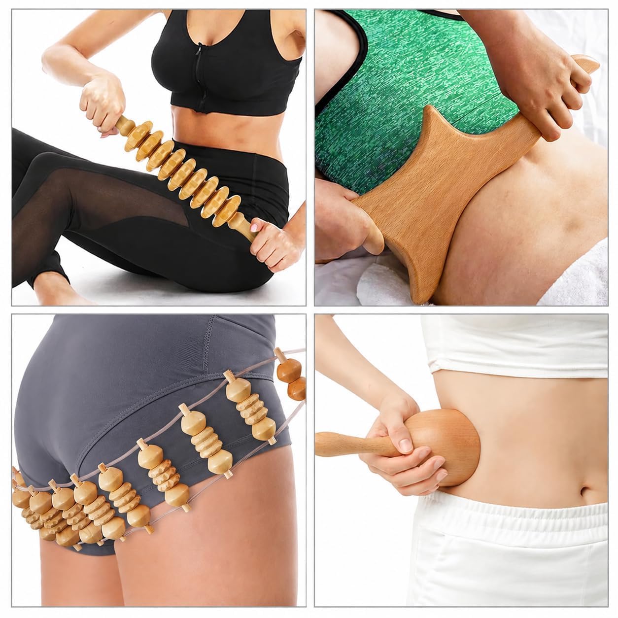 16-teiliges Wood Therapy Massage Set aus Holz, Maderotherapie Massage Tools mit Gua Sha & Faszien Roller für Ganzkörpermassage, Wellness und Muskelentspannung
