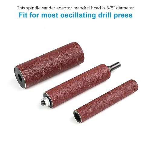 Miniatura 5 de Adaptador de lijadora de husillo 4-1/2" x 1/2" con kit de tambor de lijado de goma OD 3/4", 1", 1-1/2" y fundas de papel de lija Grit# 80,120 - S/10