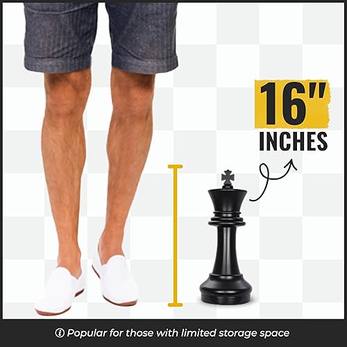 Miniatura 2 de MegaChess Juego de ajedrez gigante con tamaño King de 16 pulgadas de alto, un juego de ajedrez grande para familias que buscan juegos gigantes al