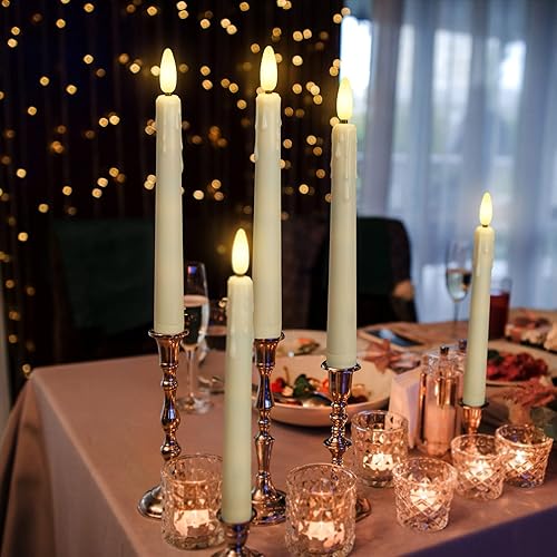 Miniatura 27 de 6 velas de Navidad para ventana con temporizador, velas LED parpadeantes sin llama con control remoto, velas cónicas que funcionan con pilas Velas