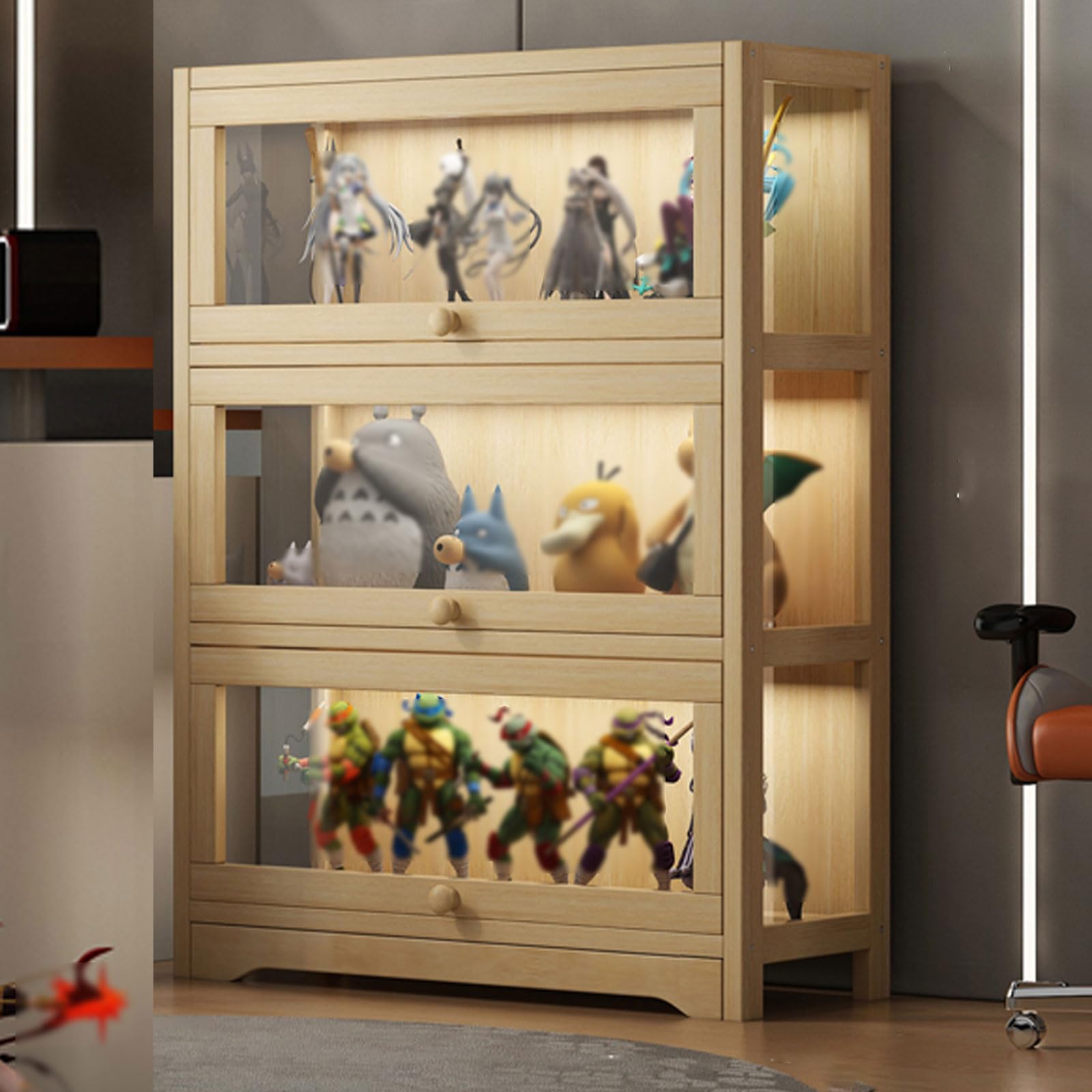 Vitrina acrílica para puerta de la colección de figuras y curiosidades, estante de cristal a prueba de polvo