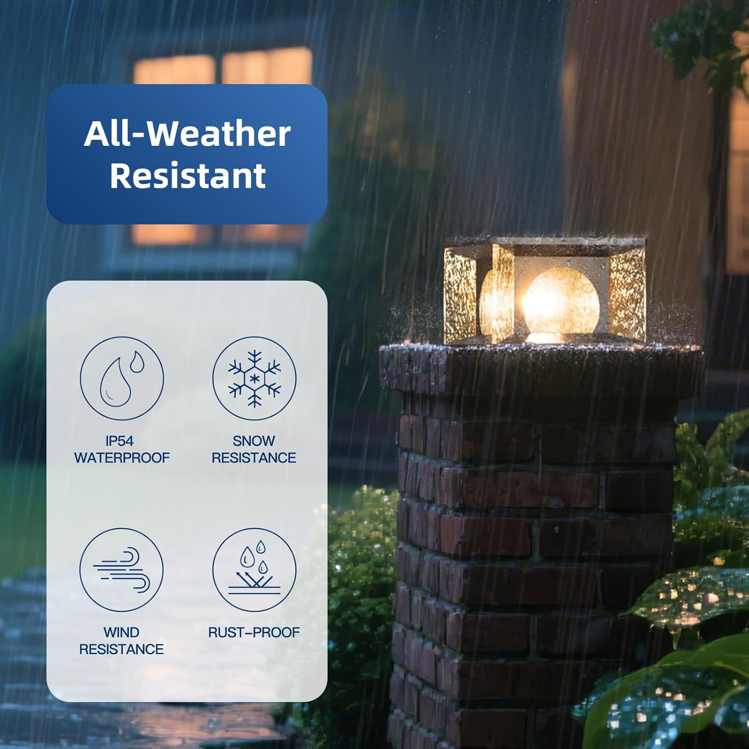 Condition photo showing New/Like New for outdoor post lights hardwired, 11.8" modern pillar light, ip54 waterproof column lights 3000k led square column lamp ac100-240v glass deck light landscape lighting for patio garden yard fence