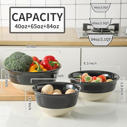 Miniatura 9 de Hasense Juego de 6 cuencos de cerámica para cereales de 20 onzas para sopa de cereales, para sopa de cereales, arroz, pasta, ensalada, avena, aptos