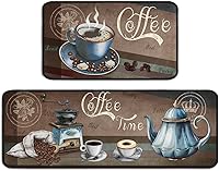 Vista 9 de Juego de 2 alfombras de cocina de vino, alfombras y tapetes de cocina de vasos de vino 3D, antideslizantes, lavables, absorbentes, de microfibra