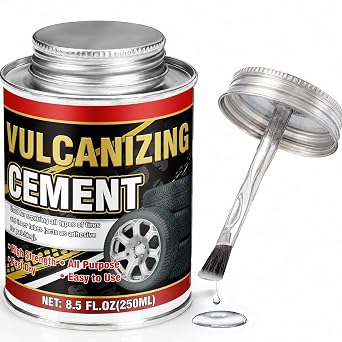 Chemical Vulcanizing Cement 8.5 FL.Oz, Fast-Drying Rubber Cement Glue with Brush, All Purpose Tire Repair Glue, Tire Patch Kit with Brush 8.5 FL.Oz for Car, Motorcycle, Bike, Rubber