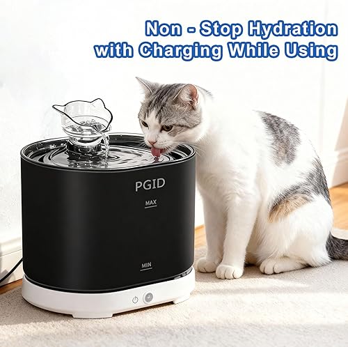 Miniatura 6 de Fuente de agua para gatos con bomba sensorial, fuente de agua automática de 2.2L74 onzas para gatos de interior, ultra silenciosa, funciona con