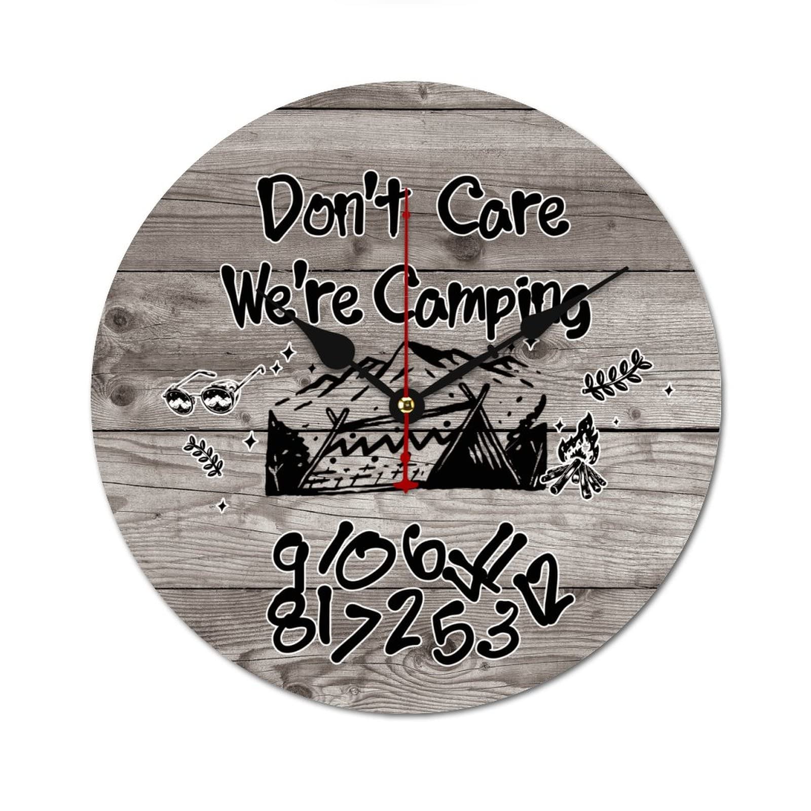 Horloge murale rustique cadeau idéal pour passionné de camping 38cm