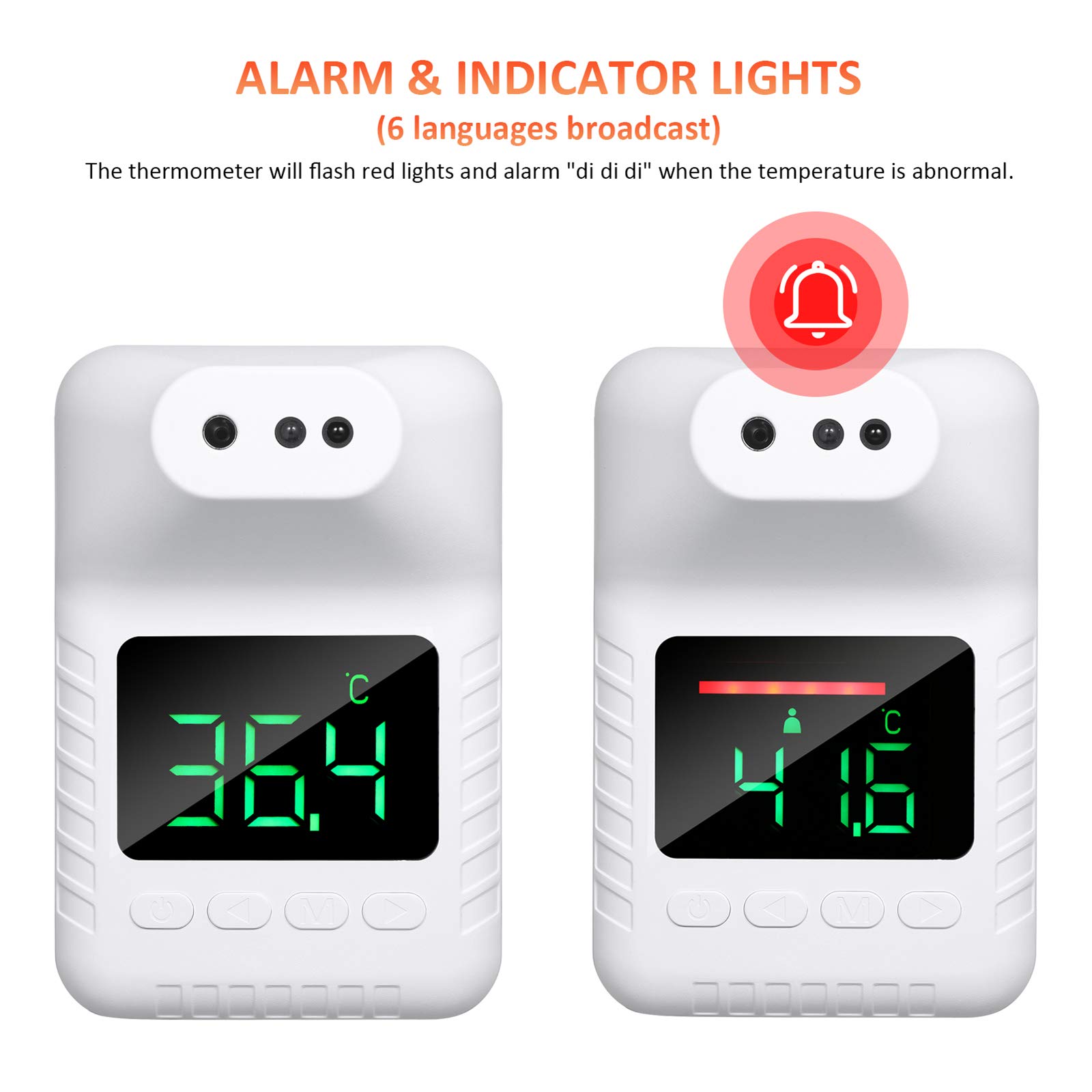 ZYC Sensore a infrarossi IR Senza Contatto sulla Fronte Appeso a Parete Termometro Digitale LCD Temperatura ad Alta precisione