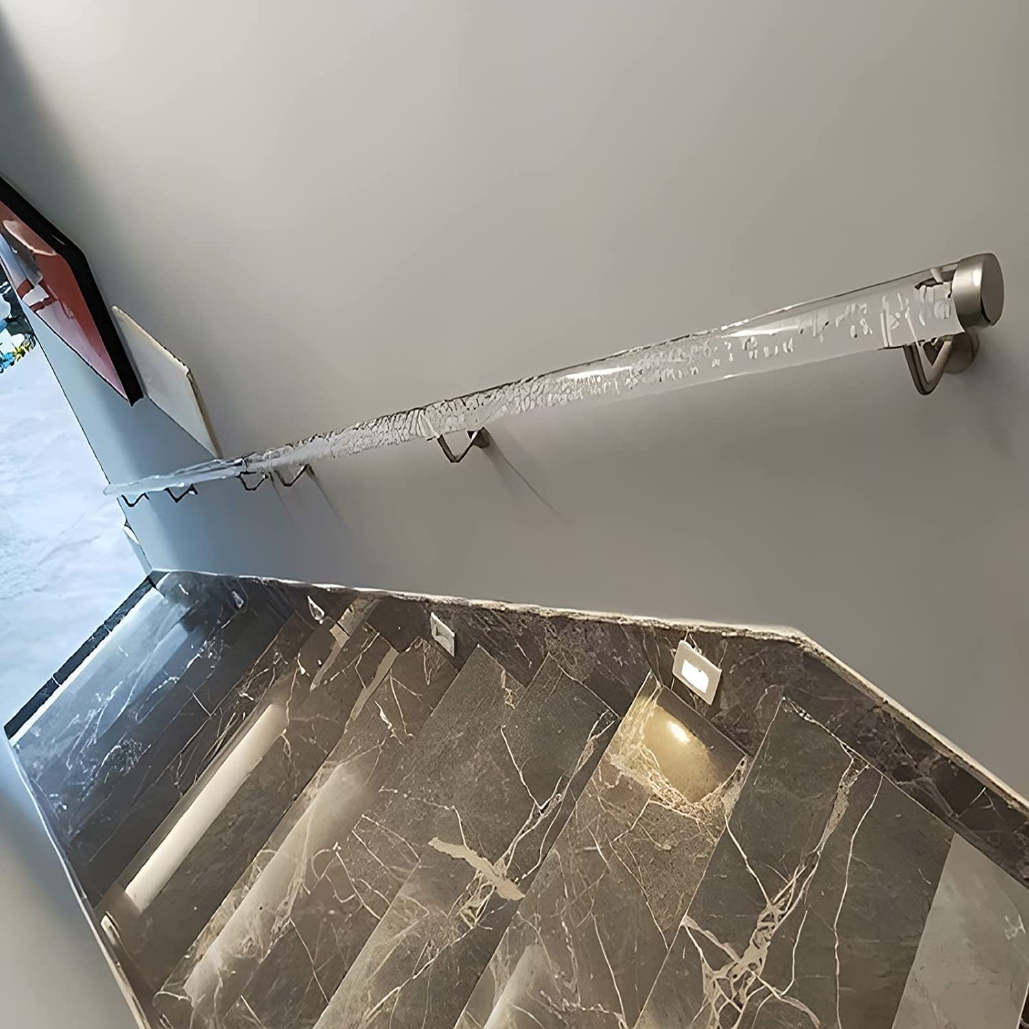 Handlauf Treppe Geländer Treppengeländer Innen Klar Acryl Treppengeländer Innen/Außen/Loft/Flur - Kinder/ältere/Schwangere Frau Stützgriff, Modern 1 m/ 2 m/ 3 m/ 4 m/ 5 m/ 6 m lang