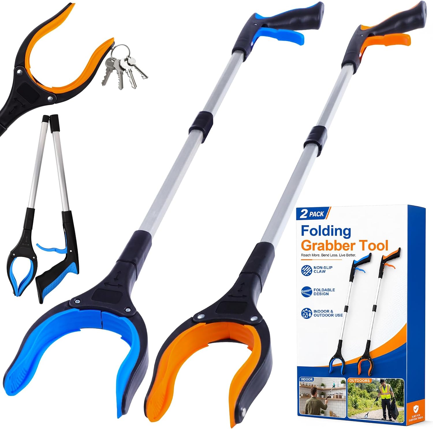 32" Grabber Reacher Tool, 2 Pack Foldable Reacher Grabber Pickup Tool