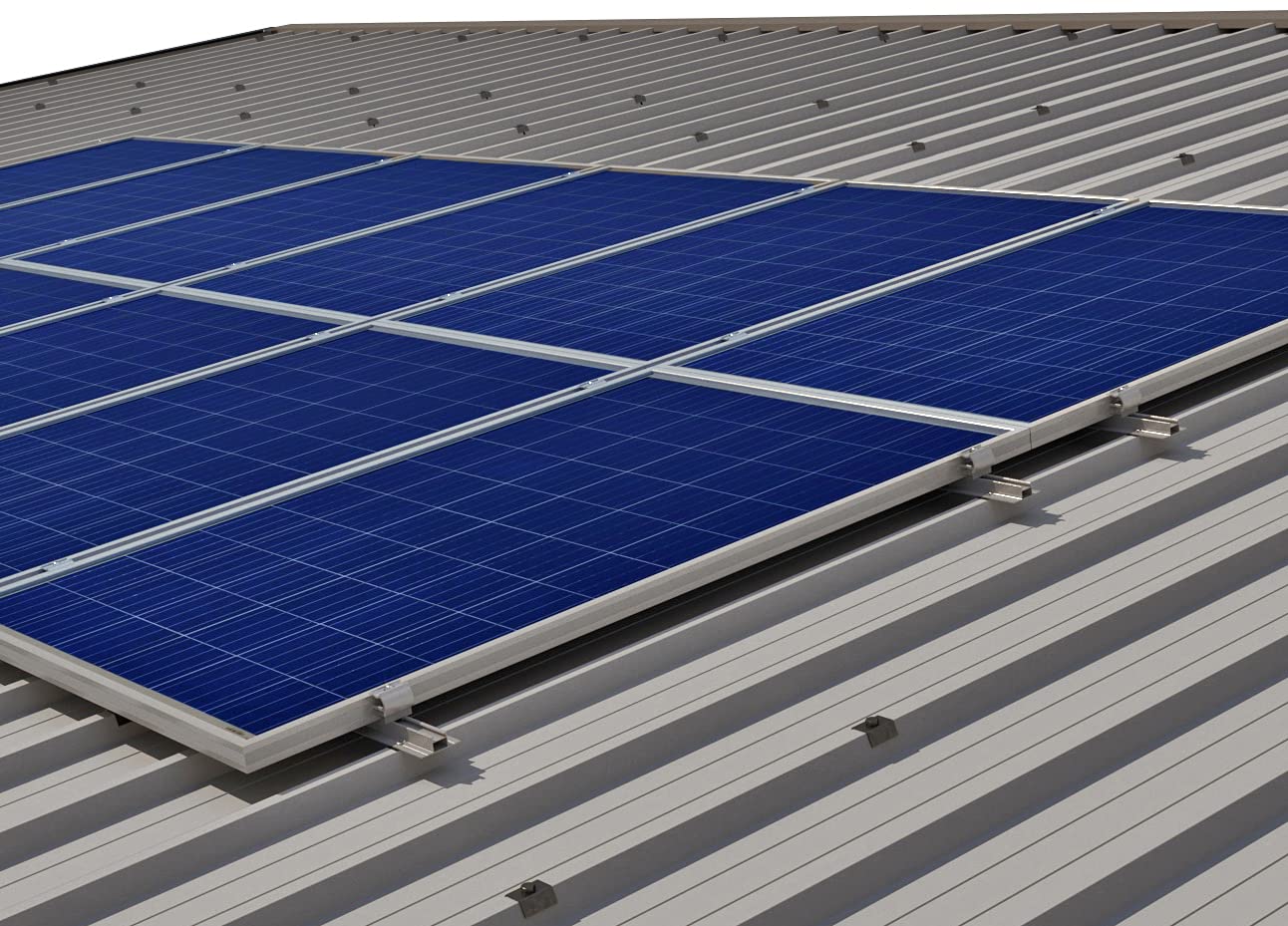 Estructura de montaje para paneles fotovoltaicos verticales sobre chapa griega (4 paneles).