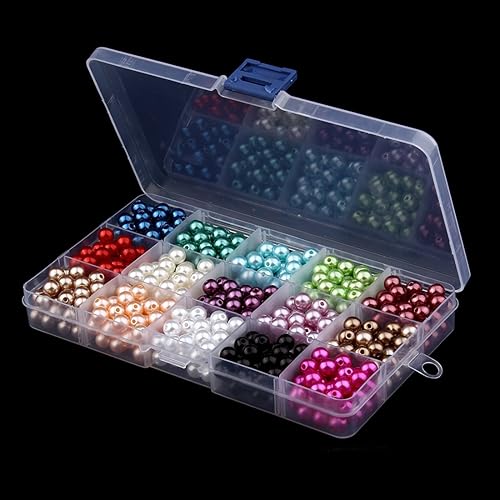 Miniatura 5 de 600 cuentas de perlas de imitación brillantes de satén para mujeres y niñas, paquete de 15 colores surtidos de perlas redondas de 0.315 pulgadas
