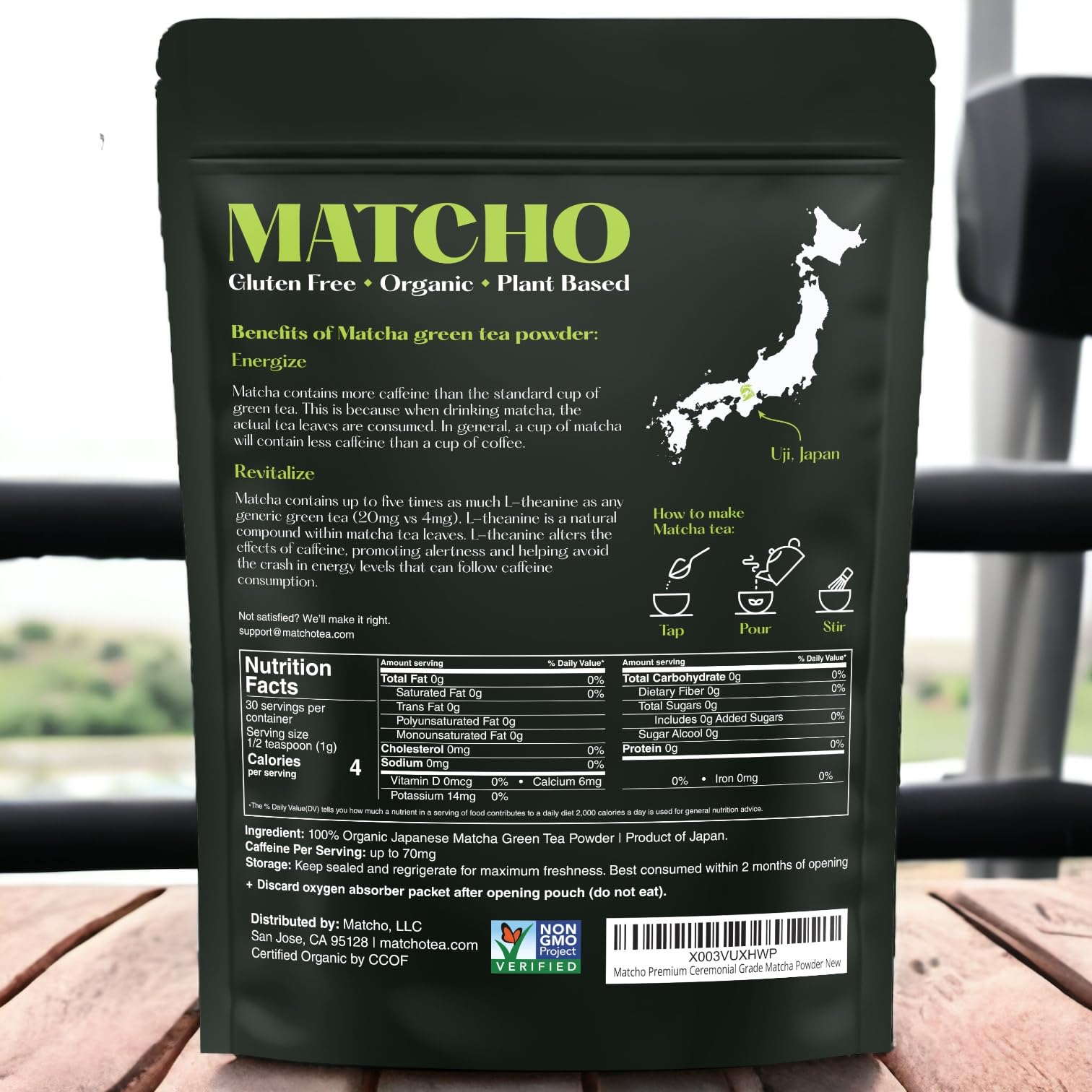 Matcho Premium Matcha Organic First Harvest Ceremonial Grade Matcha Green Tea Powder from Uji Kyoto 30g 1 06oz — view 2