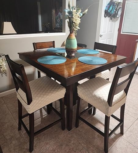 Miniatura 3 de SearchI - Juego de 4 fundas elásticas de asiento, suaves, extraíbles y lavables, para sillas de comedor, fundas protectoras de asiento de comedor