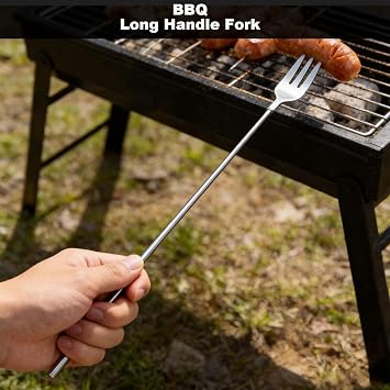 2Pcs Extendable Telescopic Fork 8.7-25.4in Stainless Steel for Outdoor Use | Compact portable design for easy carry, ideal for pranks, travel & dining, sturdy build for long-lasting daily use