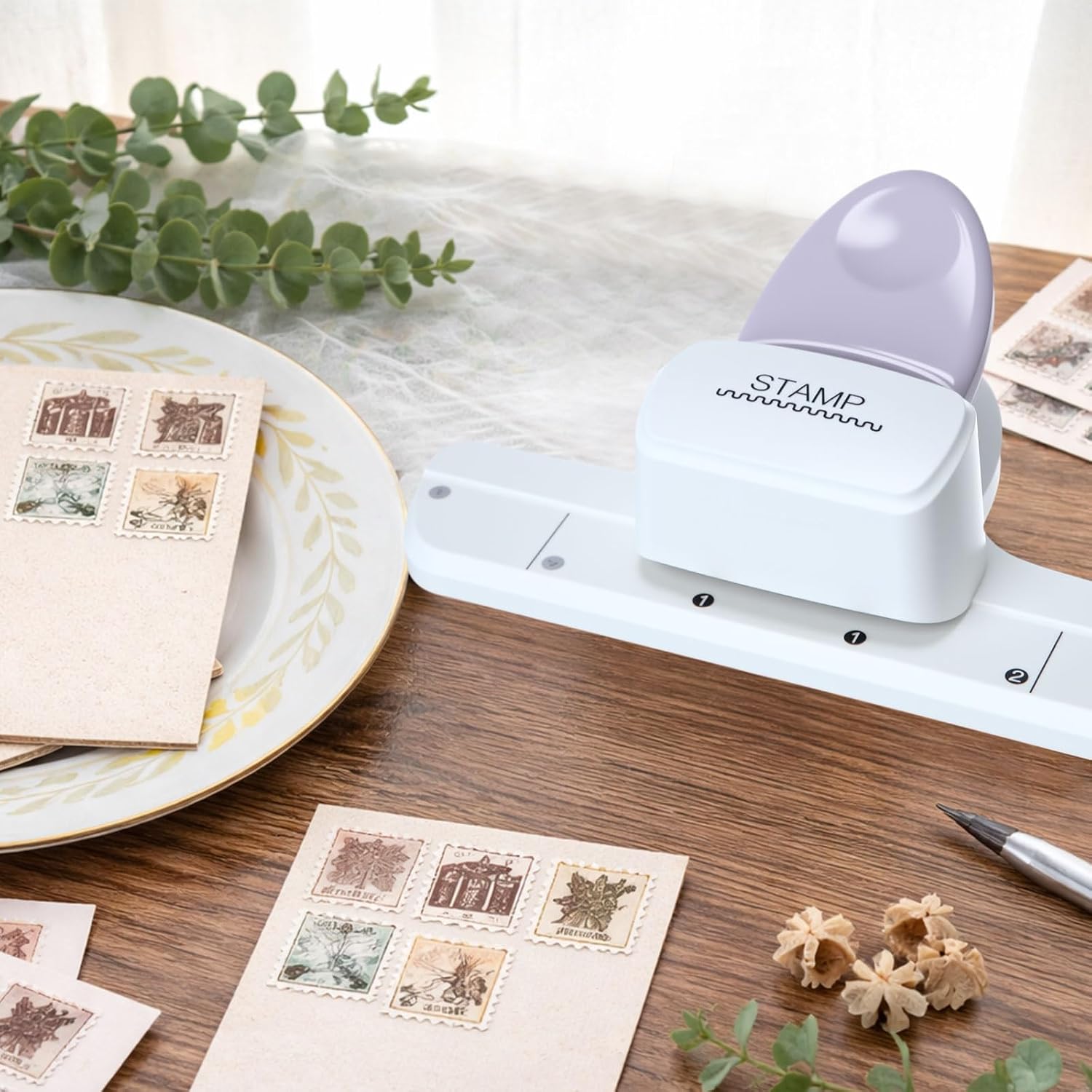 Postage Stamp Punch with Adjustable Perforated Edge, Versatile Stamp Shape Paper Cutter for Any Size Border, Decorative Hole Punch for Scrapbooking Supplies, DIY Card Making & Journaling