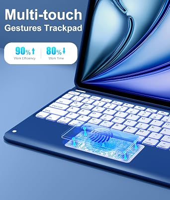 Hamile for iPad Air 13-inch & Pro 12.9 Case with Keyboard - 7-Color Backlit