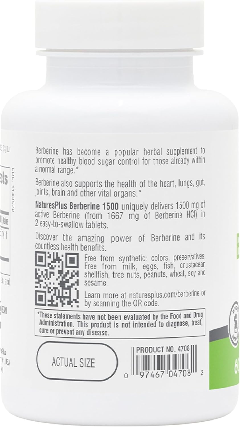 Natures Plus PRO Berberine 1500 mg - 60 Tablets - Supports Healthy Metabolism - Non-GMO, Vegan & Gluten Free - 30 Servings - Image 3