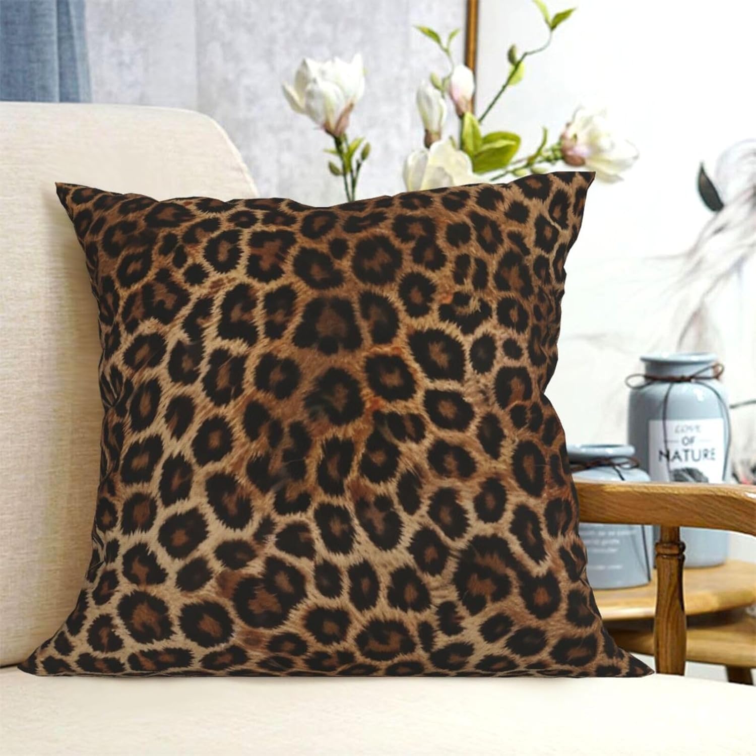 Cheetah Print Pillow Covers 20x20 Set of 2 Western Leopard Throw Pillows Cover Faux Animal Skin Decorative Square Cushion Case for Living Room Bedroom Sofa Decor - Image 6