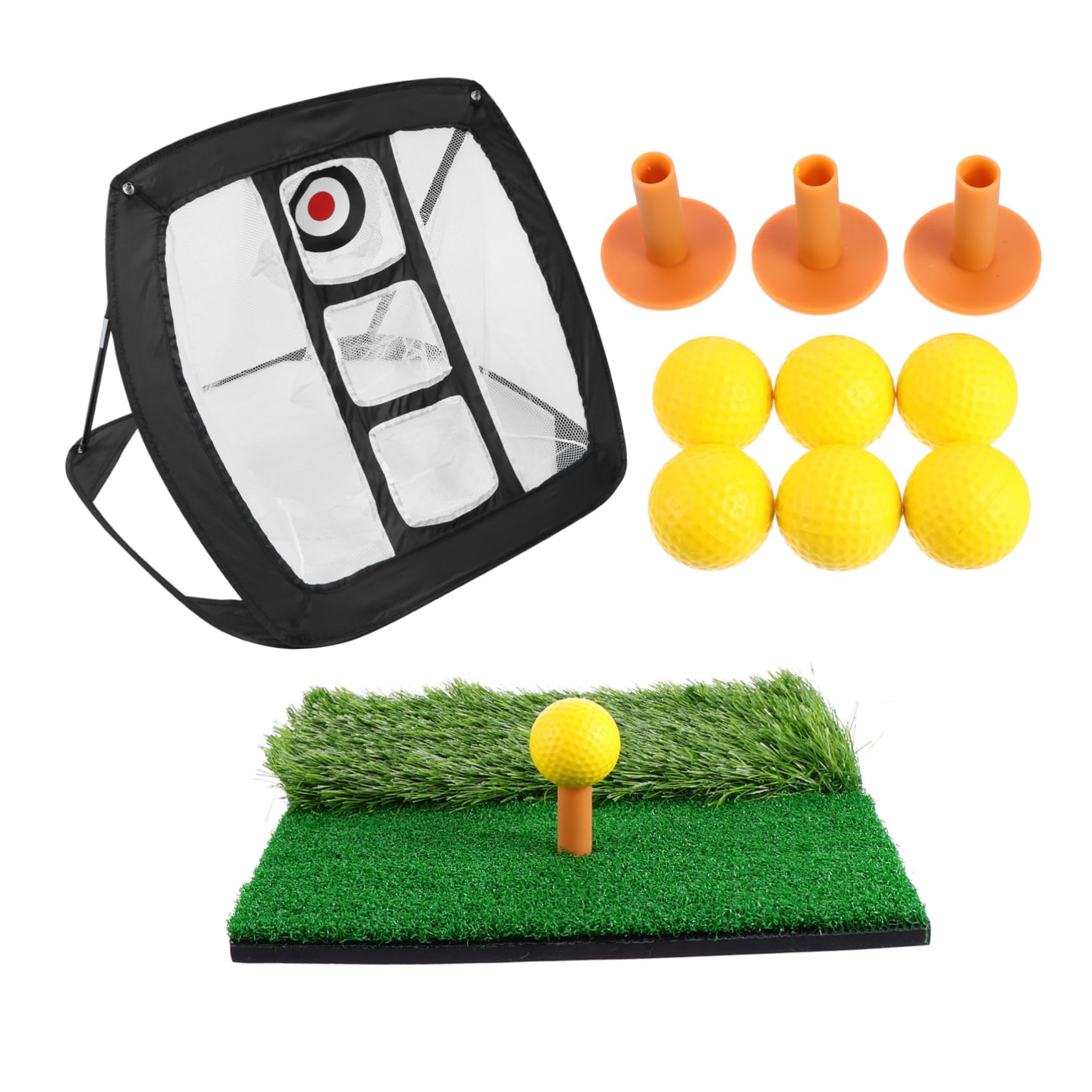 WHAMVOX 1set Nylon Golf Training Net Set Hitting Mat Tees and Pu Practice Equipment for Beginners to Range Accuracy