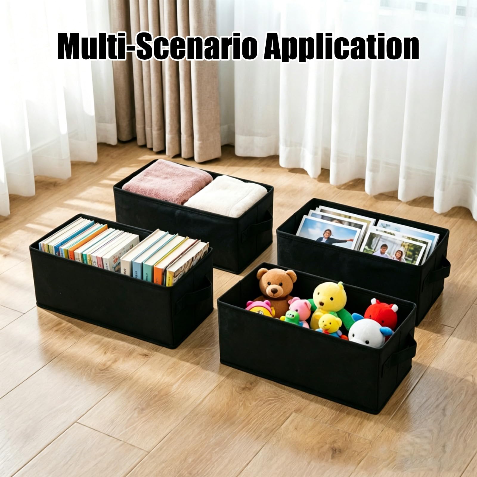 4 scatole per CD con 12 custodie trasparenti per CD, pieghevoli, per 60 CD, in custodie sottili (nero)