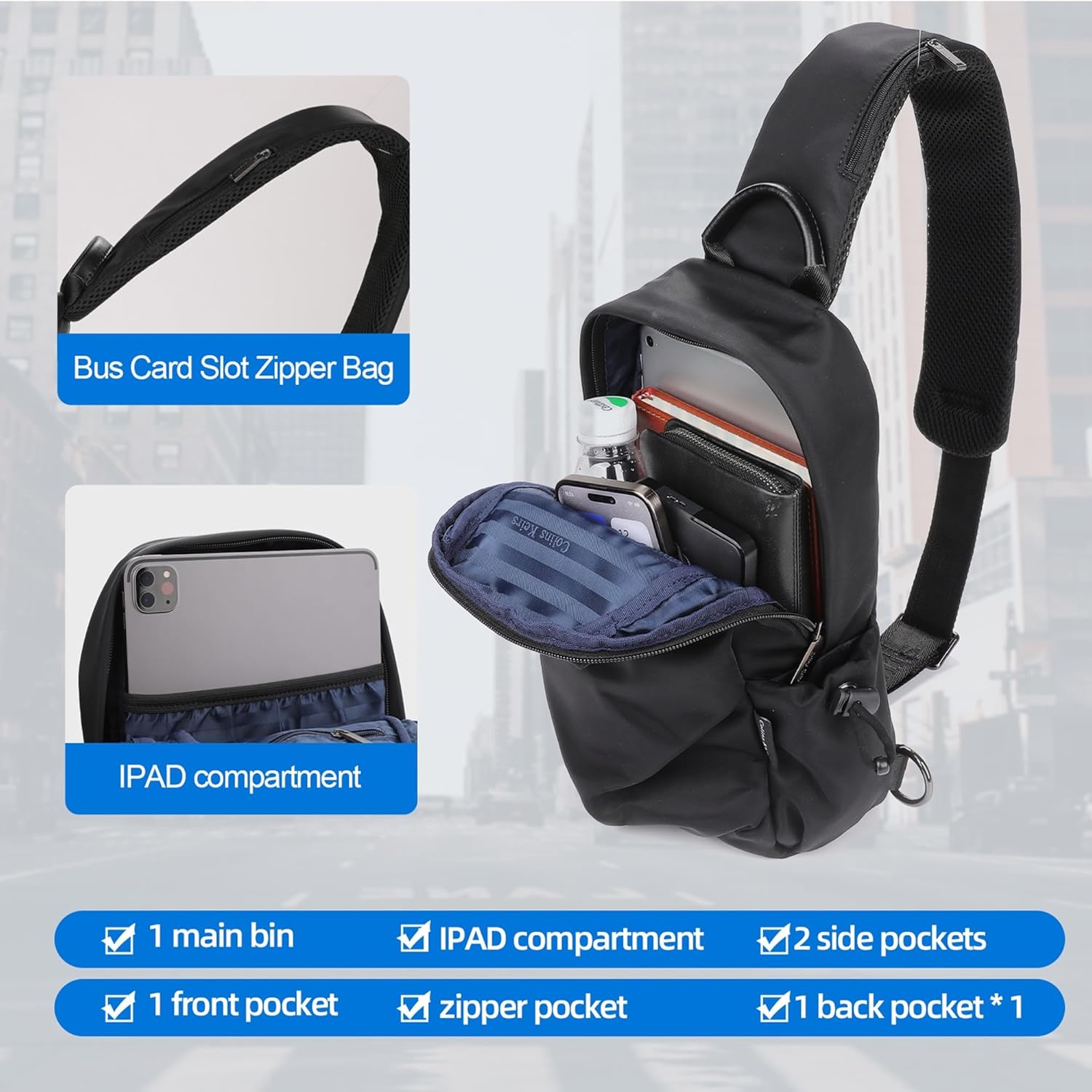 Colins Keirs Small Crossbody Sling Bag for Men and Women, Lightweight Fashion Backpack Handbags, Durable Shoulder Bags, Versatile Travel & Everyday Carry Bag - Image 5